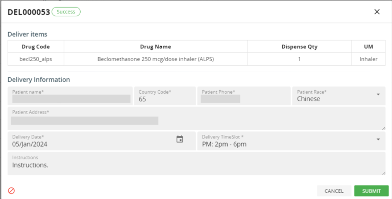 Medication Delivery Status